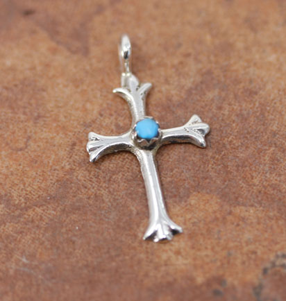 Navajo Sterling Turquoise Cross Pendant