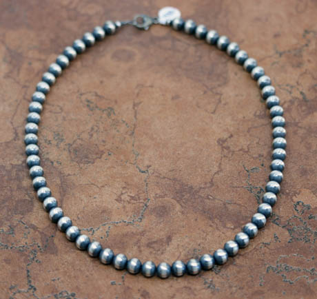 Navajo Pearl Silver Beaded Choker Necklace