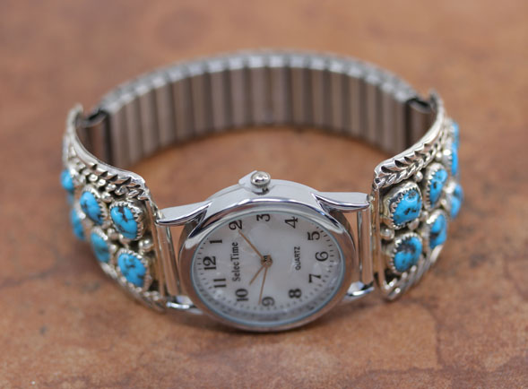 Navajo Silver Turquoise Mens Watch