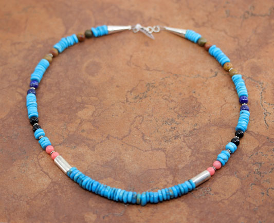 Navajo Silver Turquoise Necklace By Singer