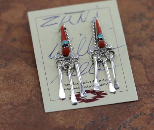 Zuni Silver Multi_Stone Earrings