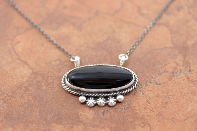 Navajo Silver Onyx Necklace