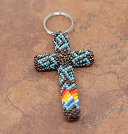 Navajo Beaded Cross Key Chain