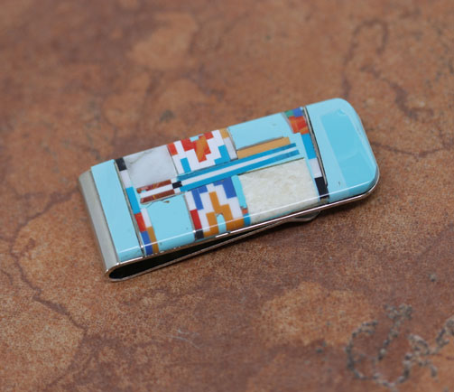 Silver Multi_Stone Money Clip