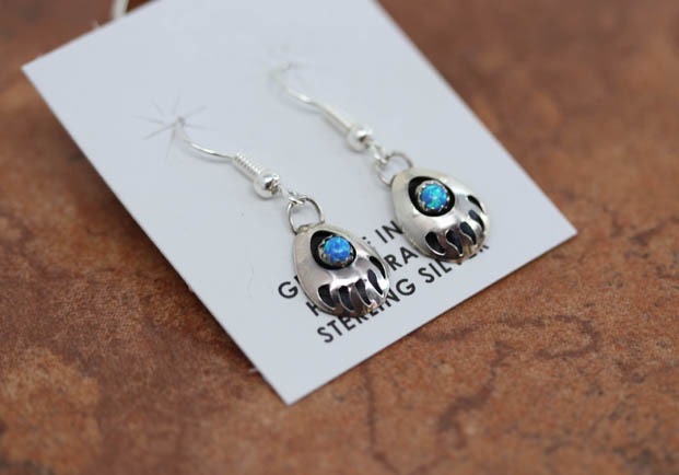 Navajo Created Opal Bear Paw Earrings