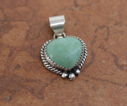 Navajo Sterling Silver Turquoise Heart Pendant