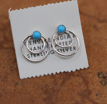 Navajo Silver Circle of Life Turquoise Earrings