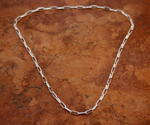 Navajo Silver Paper Clip Chain Necklace