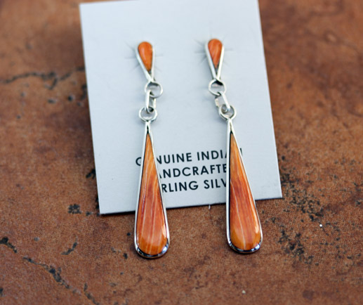 Zuni Silver Spiny Oyster Earrings