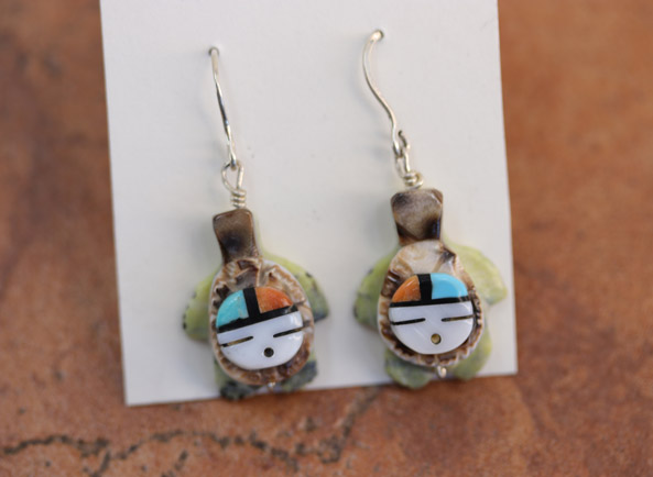 Zuni Sterling Multi_Stone Turtle Earrings