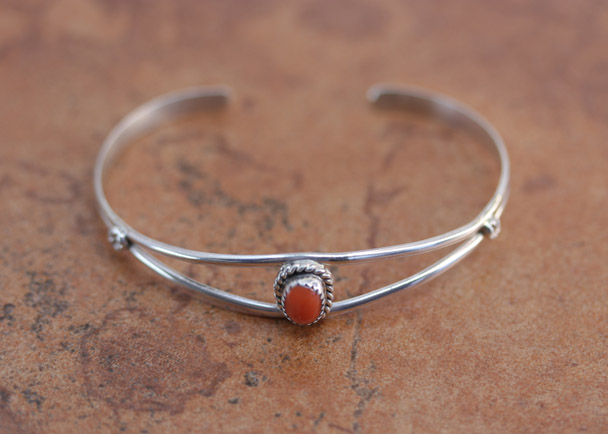 Navajo Silver Pink Coral Bracelet