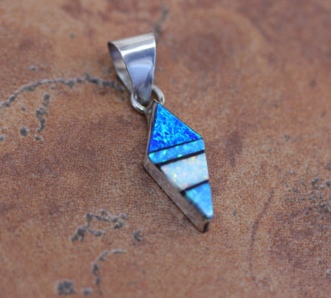 Navajo Silver Created Opal Pendant
