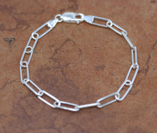 Sterling Silver Paper Clip Chain Link Bracelet