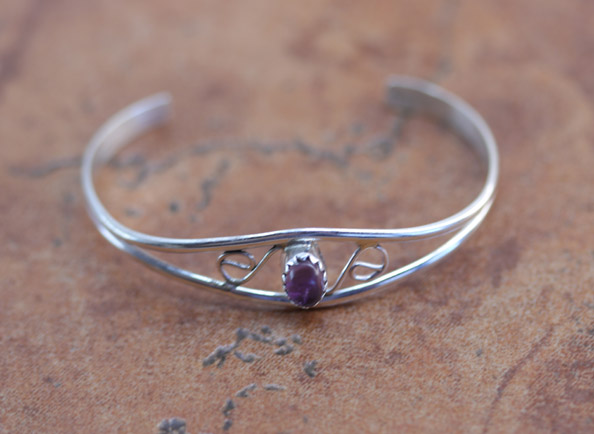 Navajo Sterling Amethyst Children's Bracelet