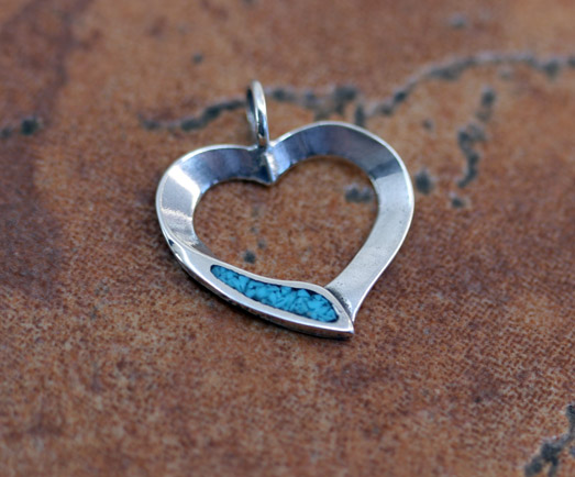 Sterling Silver Turquoise Heart Pendant