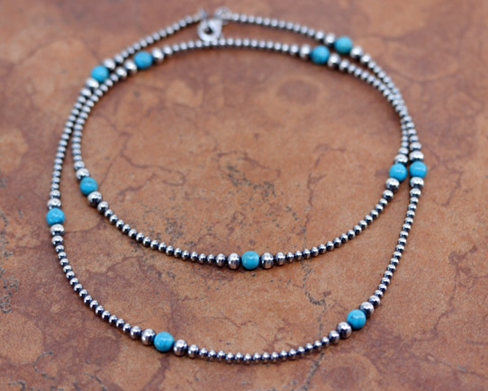 Navajo Pearl Style Silver Beaded Necklace