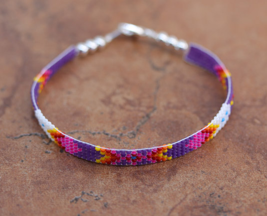 Navajo Silver Purple Beaded Bracelet