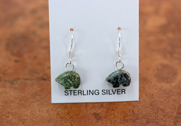 Sterling Silver Turquoise Bear Earrings