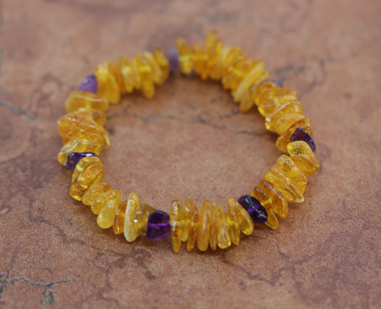 Amethyst Baltic Amber Stretch Bracelet