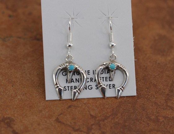 Navajo Sterling Silver Turquoise Naja Earrings