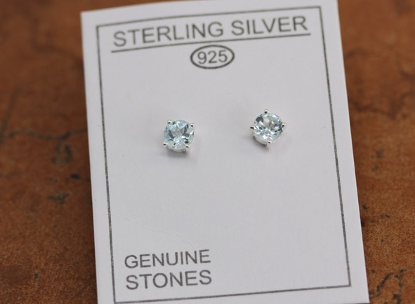 Sterling Silver Blue Topaz Stud Earrings