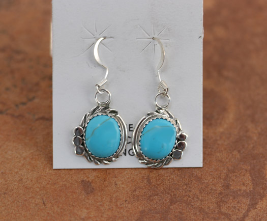 Navajo Silver Turquoise Earrings by Cadman