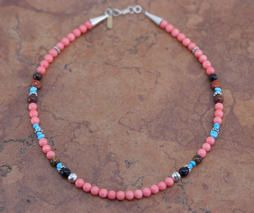 Navajo Silver Pink Quartz Necklace By Singer