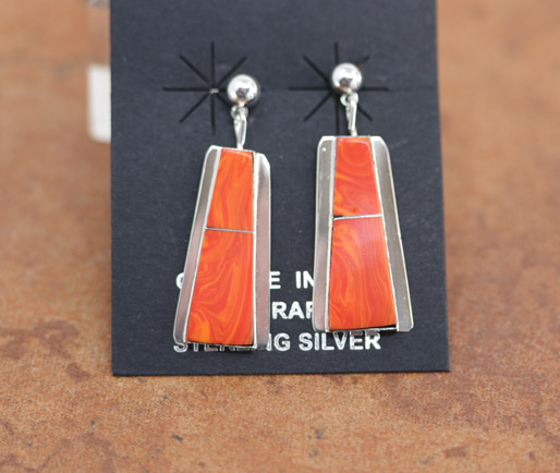 Navajo Silver Spiny Oyster Earrings