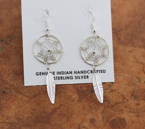 Navajo Silver Dream Catcher Earrings