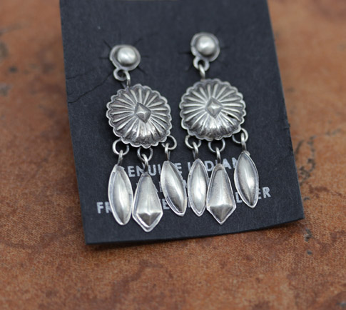 Navajo Silver Concho Earrings