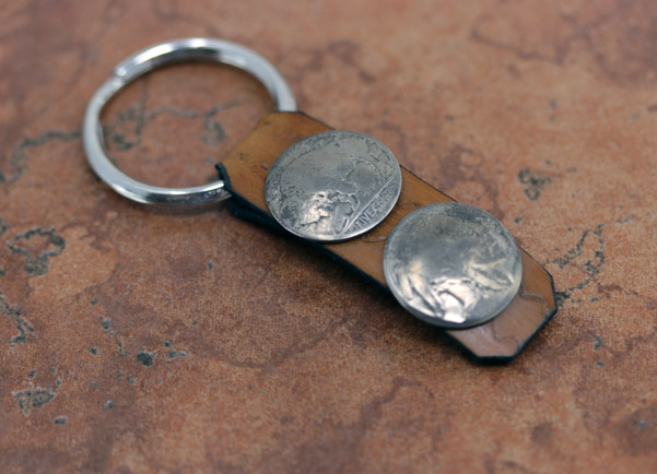 Navajo Leather Buffalo Nickel Coin Key Chain