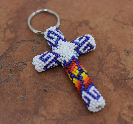 Navajo Beaded Cross Key Chain