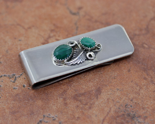 Navajo Silver Malachite Money Clip