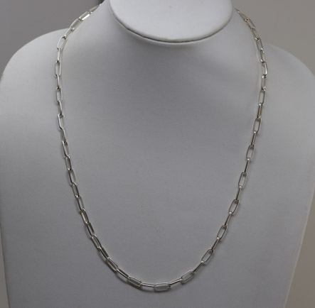 24 Inch Navajo Silver Paper Clip Chain Necklace