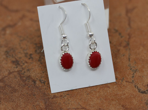 Navajo Silver Coral Earrings