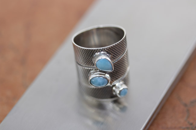 Sterling Silver Larimar Ring Size 7