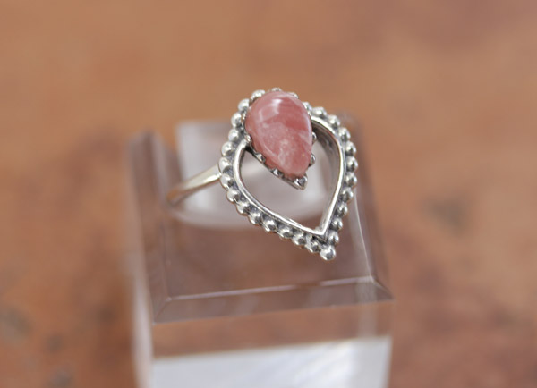 Sterling Silver Pink Rhodochrosite Ring Size 6 1/2
