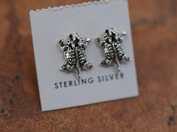 Silver Bearded Dragon Earrings