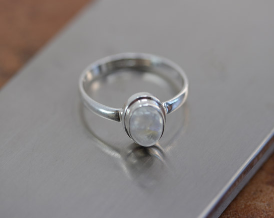 Sterling Silver Moonstone Ring Size 7 1/2