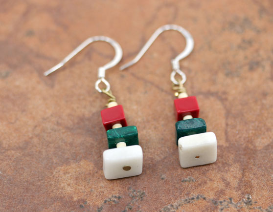 Navajo Beaded Nugget Cube Earrings