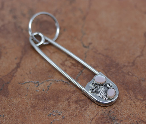 Navajo Silver Mother of Pearl Key Chain