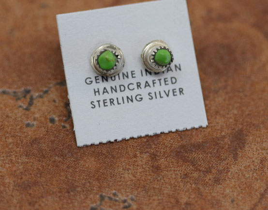 Navajo Sterling Silver Gaspeite Earrings