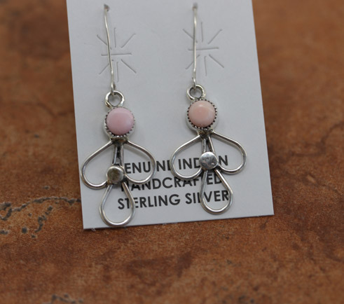 Navajo Silver Pink Quartz Earrings