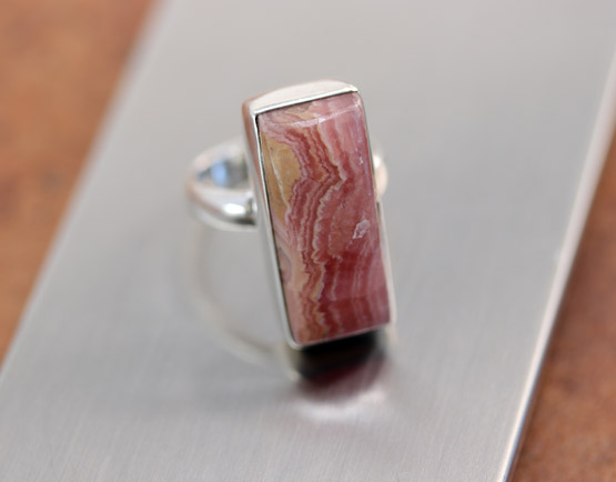 Sterling Silver Pink Rhodochrosite Ring Size 5 1/2