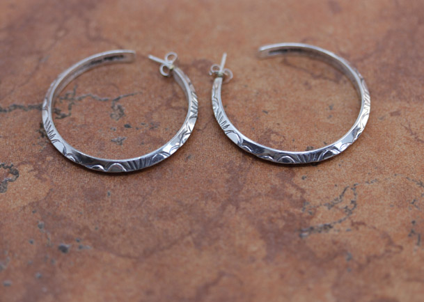 Navajo Silver Hoop Earrings