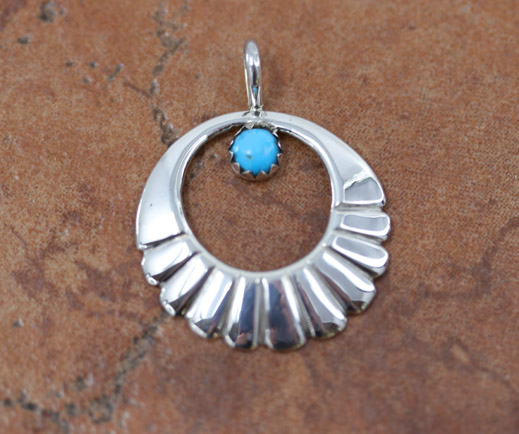 Navajo Silver Turquoise Circle of Life Pendant