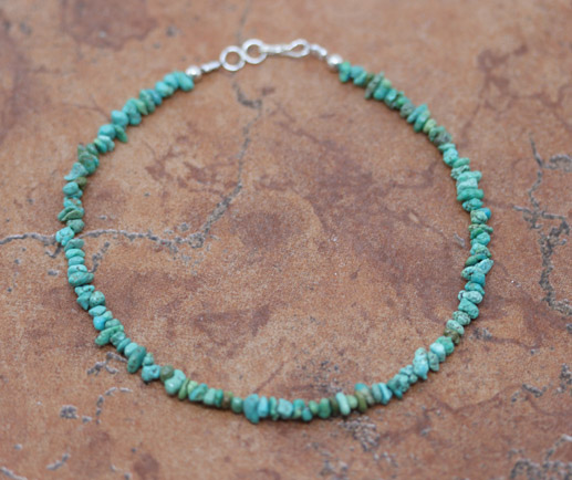 Navajo Silver Turquoise Nugget Anklet