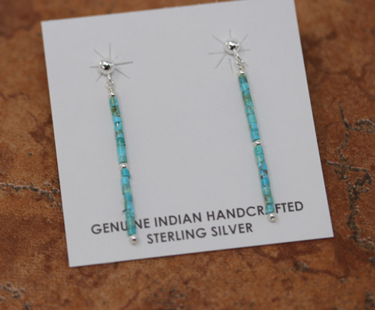 Navajo Sterling Silver Turquoise Heishi Earrings