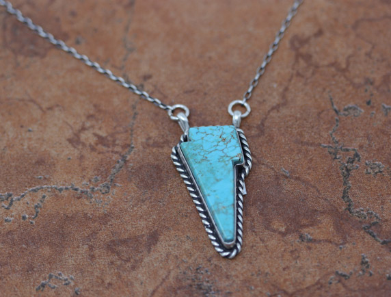 Navajo Silver Turquoise Lightning Bolt Necklace