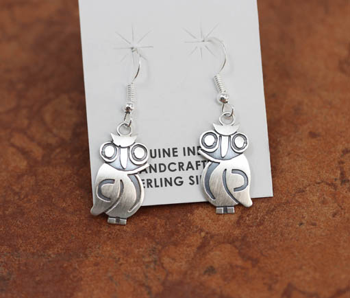 Navajo Sterling Silver Owl Earrings